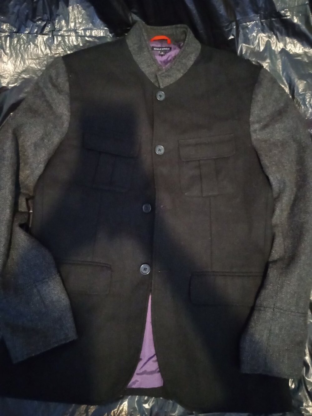 Sons of Intrigue Wool Jacket Men's Size Small Black Gray Preppy Formal